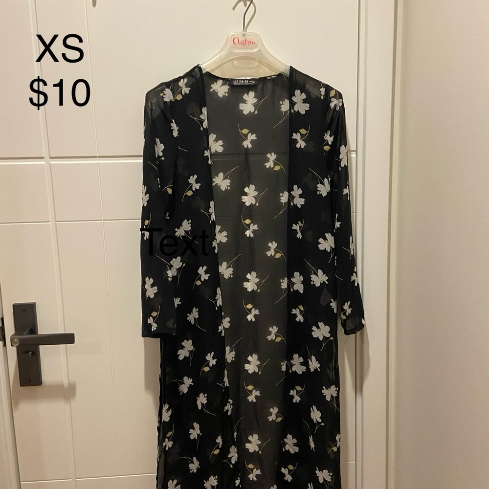 Cotton On Black and White Floral Long Sleeve Dress beach shawl